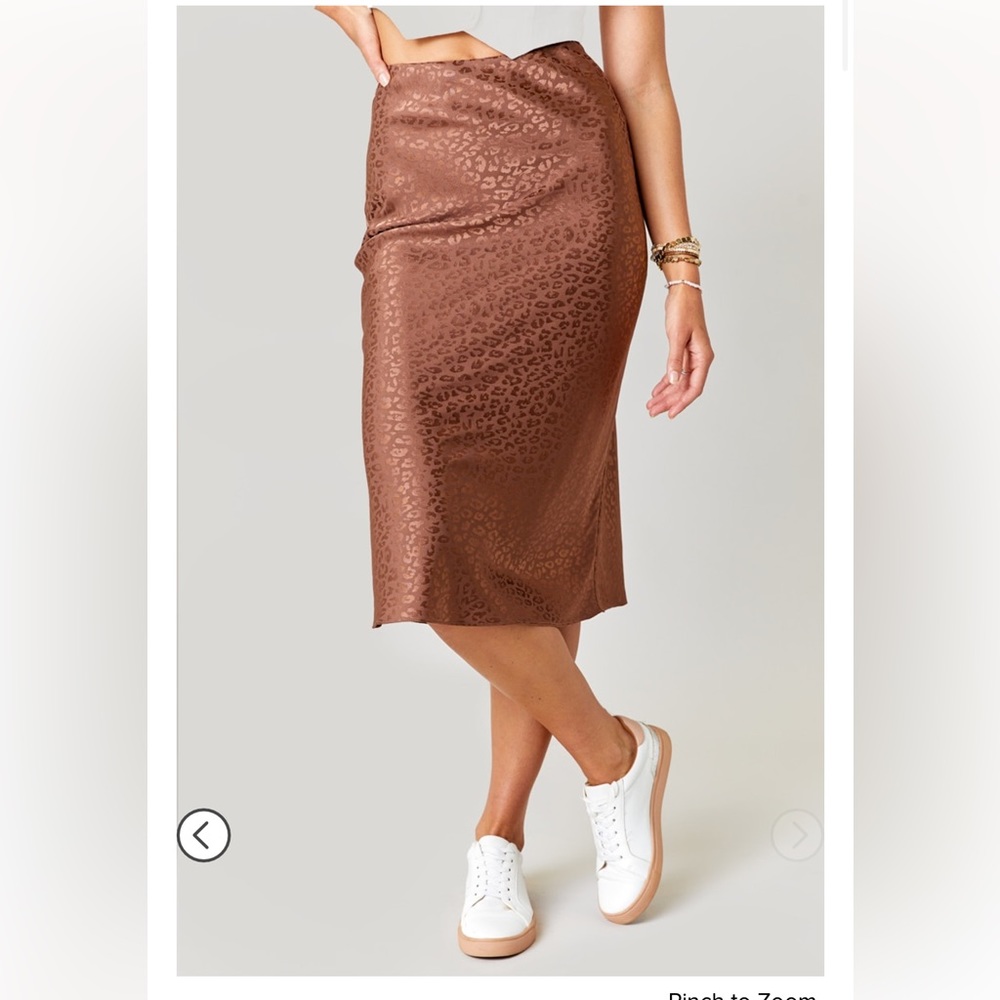 Bionca Animal Print Satin Midi Skirt Sz L